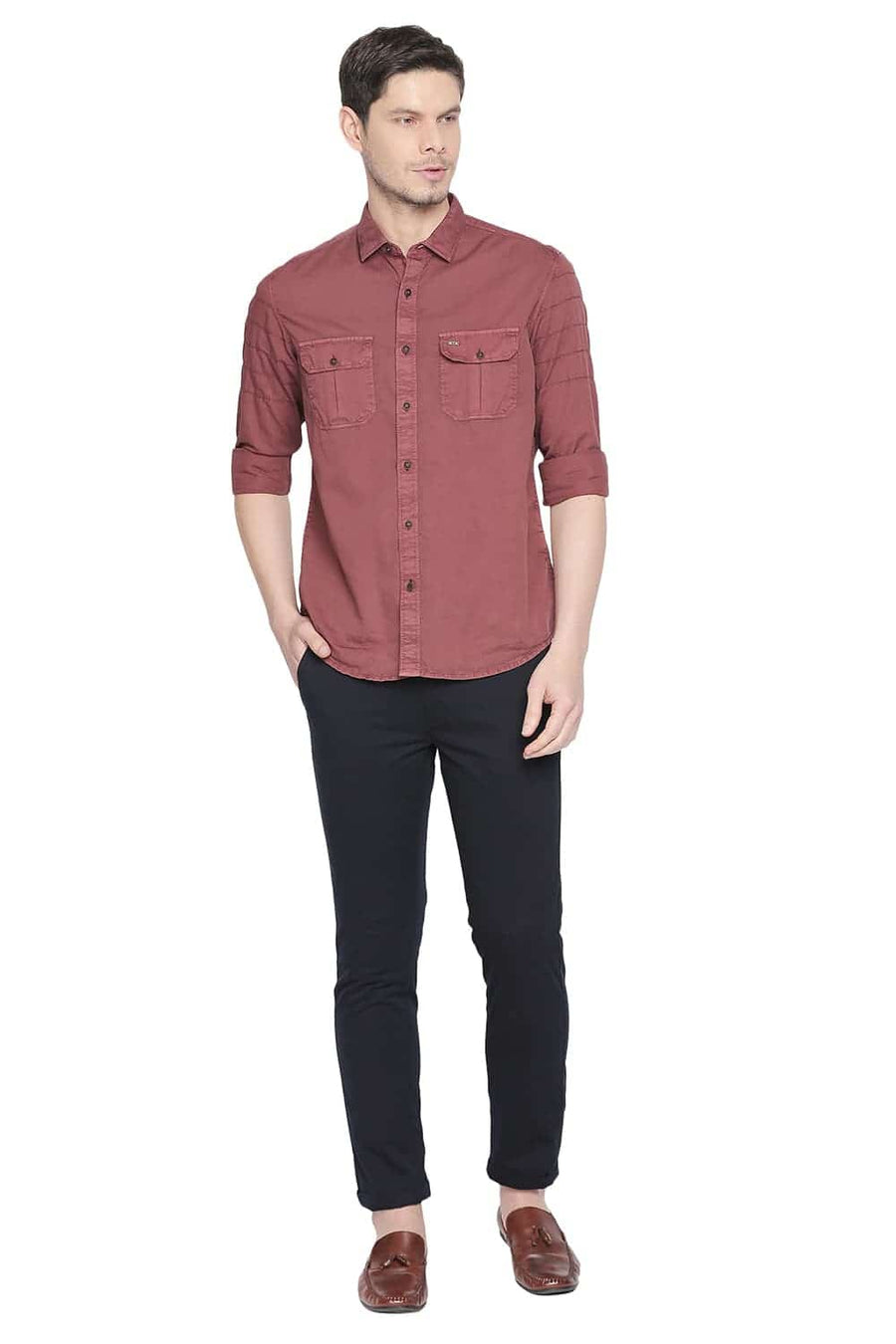 BASICS TAPERED FIT BLUE GRAPHITE STRETCH TROUSER