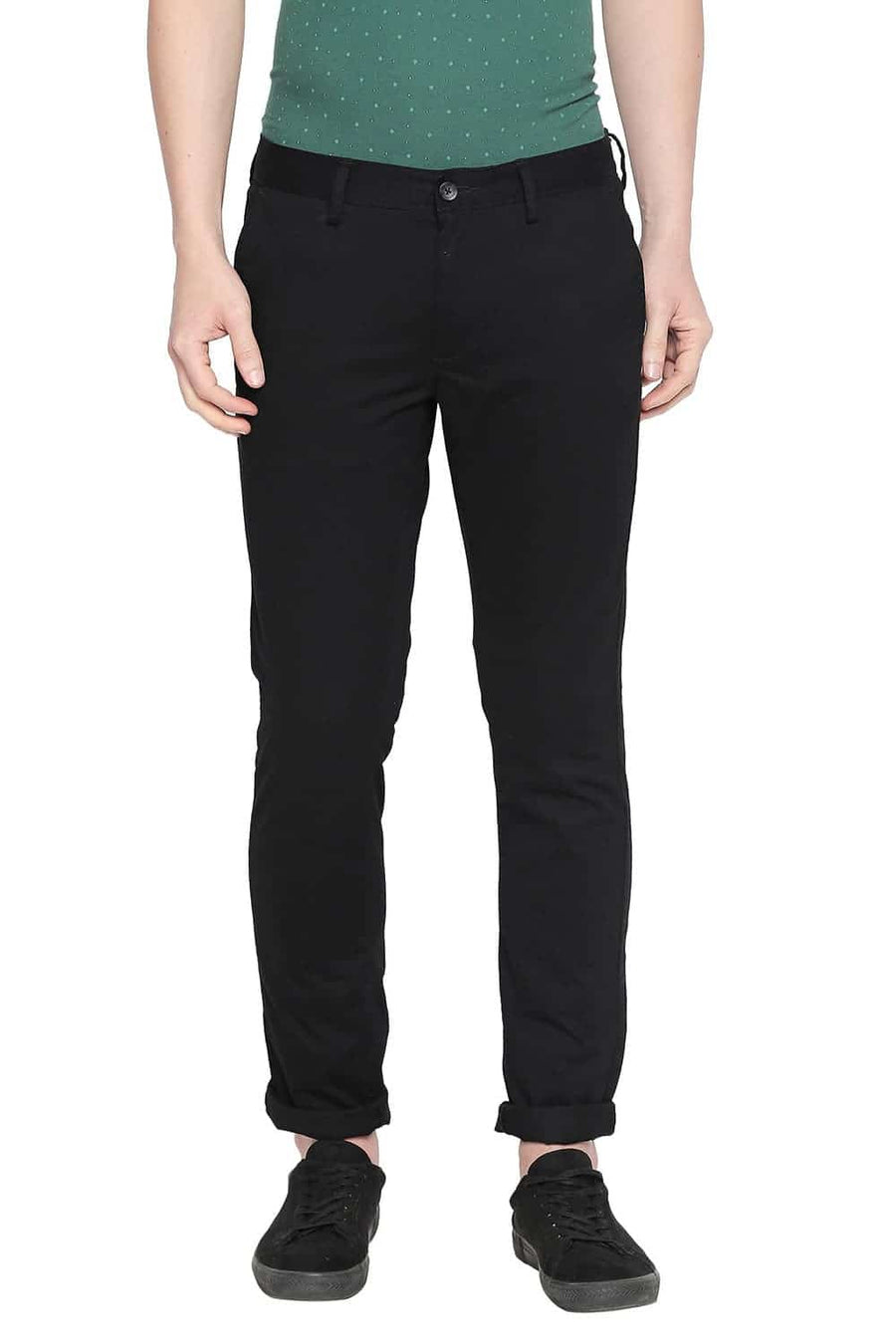 BASICS TAPERED FIT ANTHRACITE STRETCH TROUSER