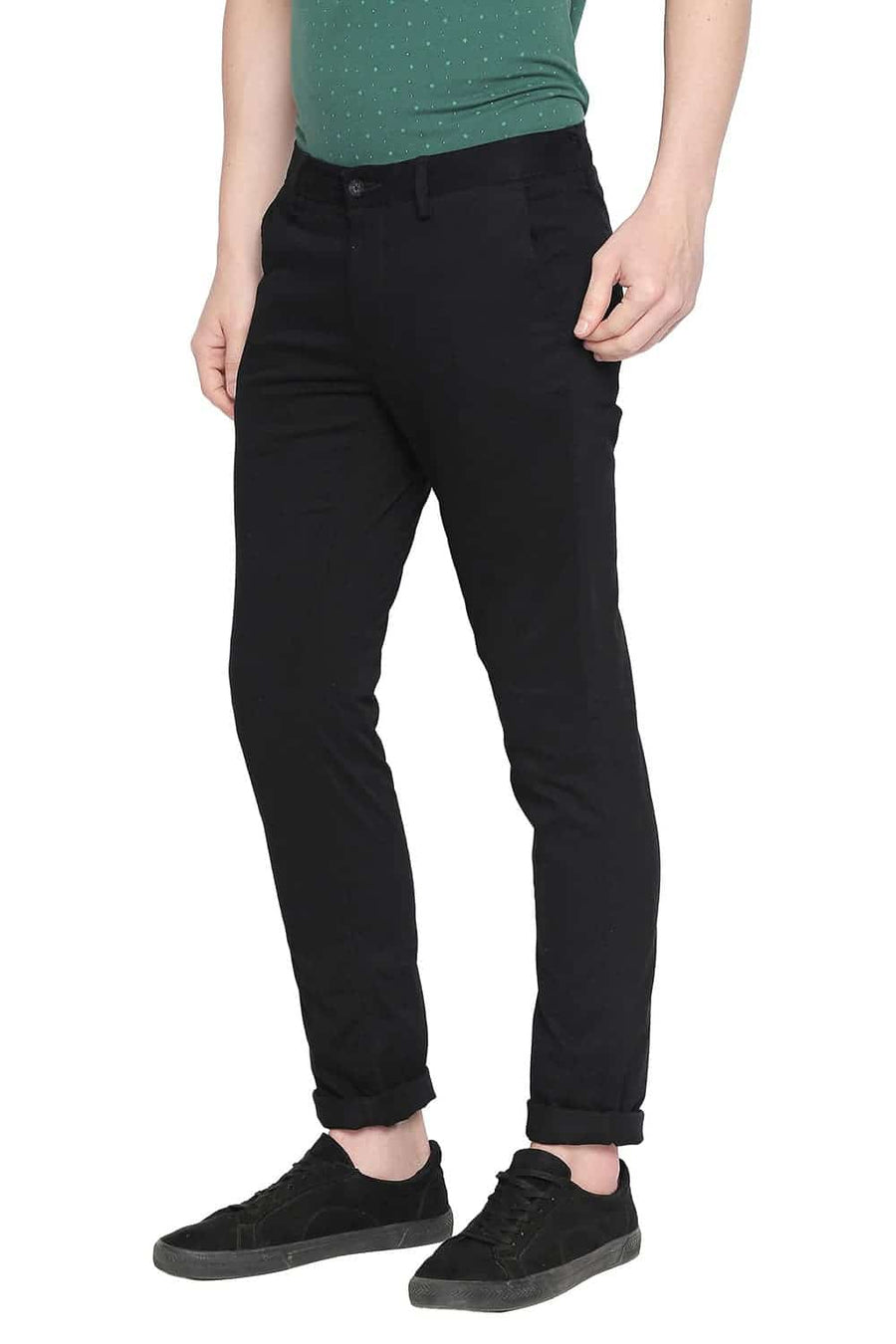 BASICS TAPERED FIT ANTHRACITE STRETCH TROUSER