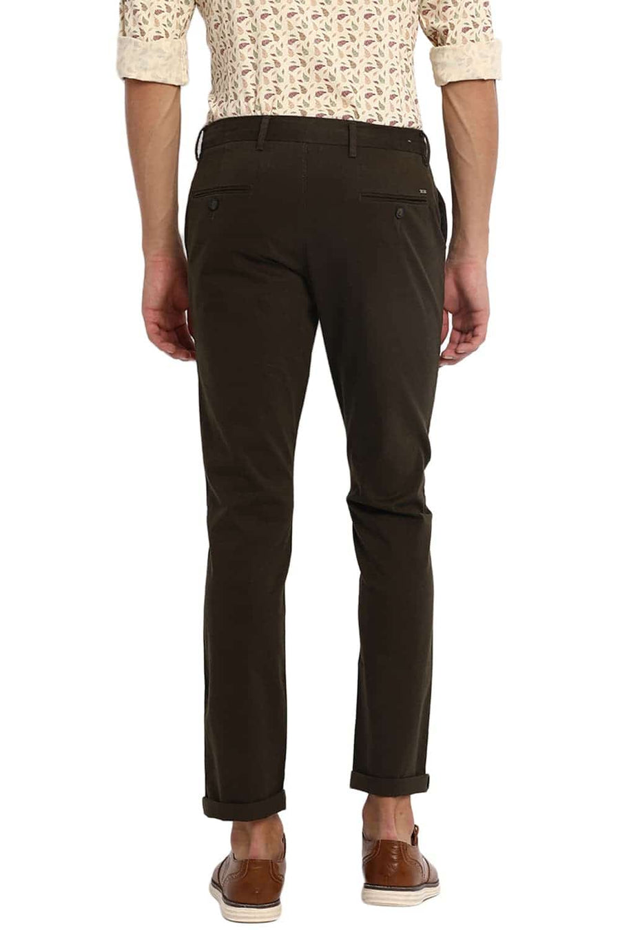 BASICS TAPERED FIT DARK OLIVE STRETCH TROUSER