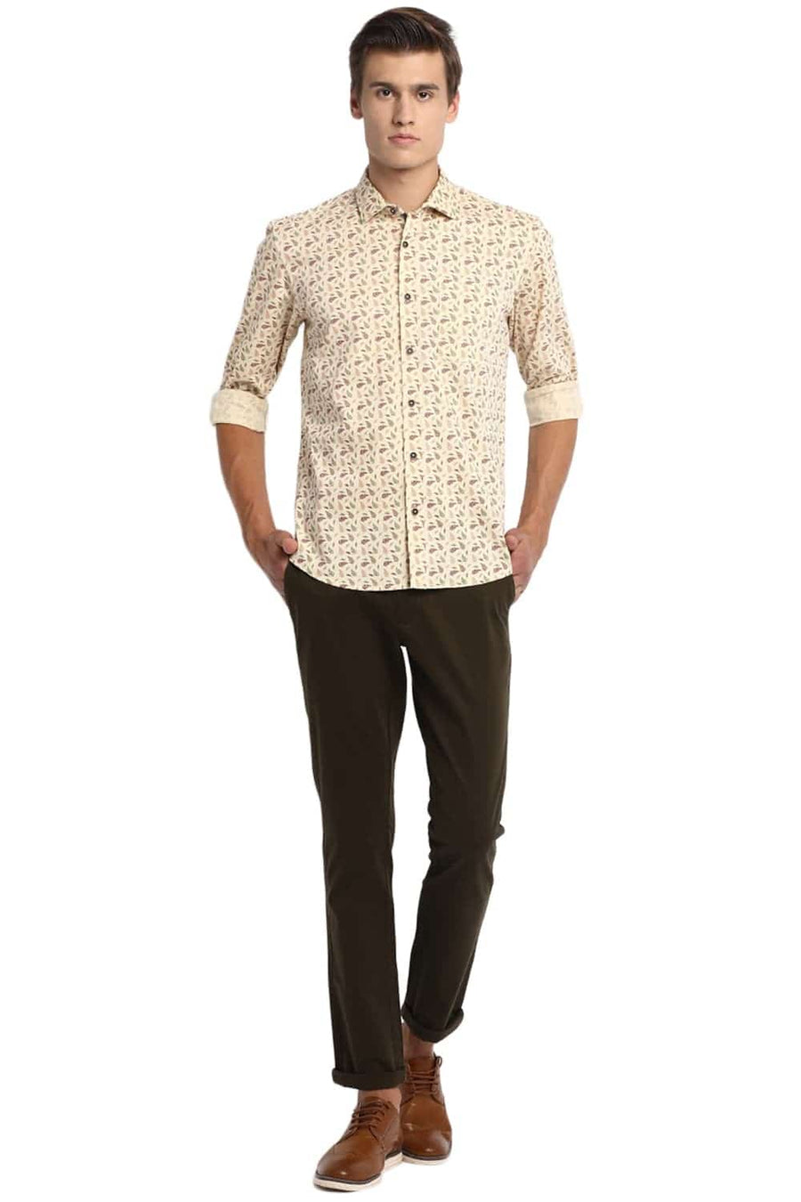 BASICS TAPERED FIT DARK OLIVE STRETCH TROUSER