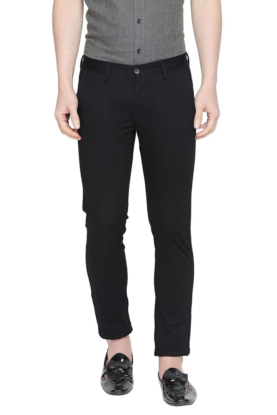 BASICS TAPERED FIT PIRATE BLACK STRETCH TROUSER