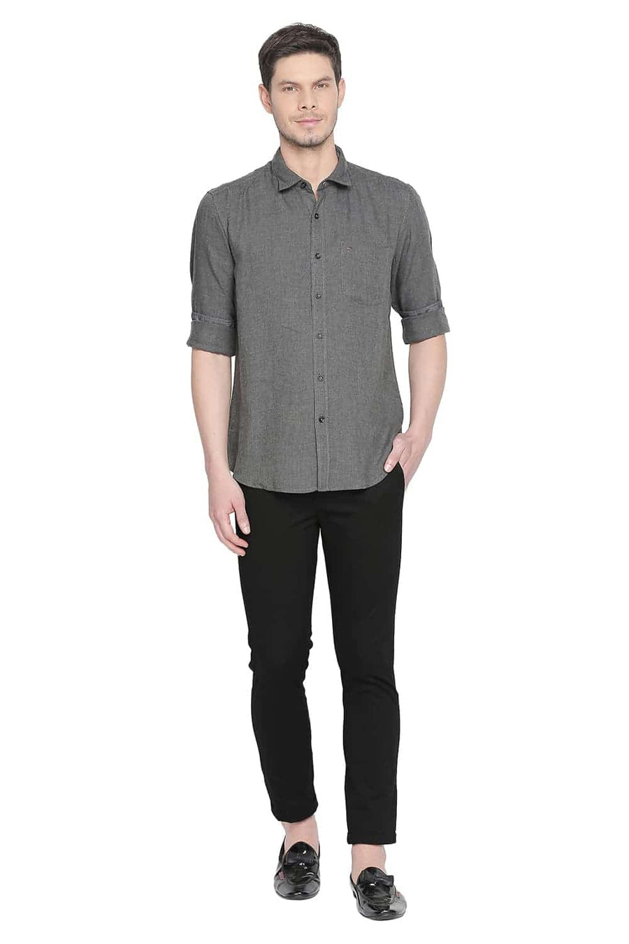 BASICS TAPERED FIT PIRATE BLACK STRETCH TROUSER