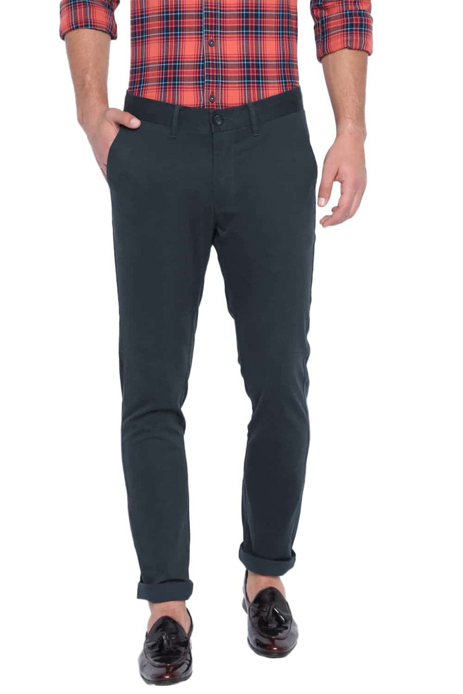 BASICS TAPERED FIT ORION BLUE STRETCH TROUSER