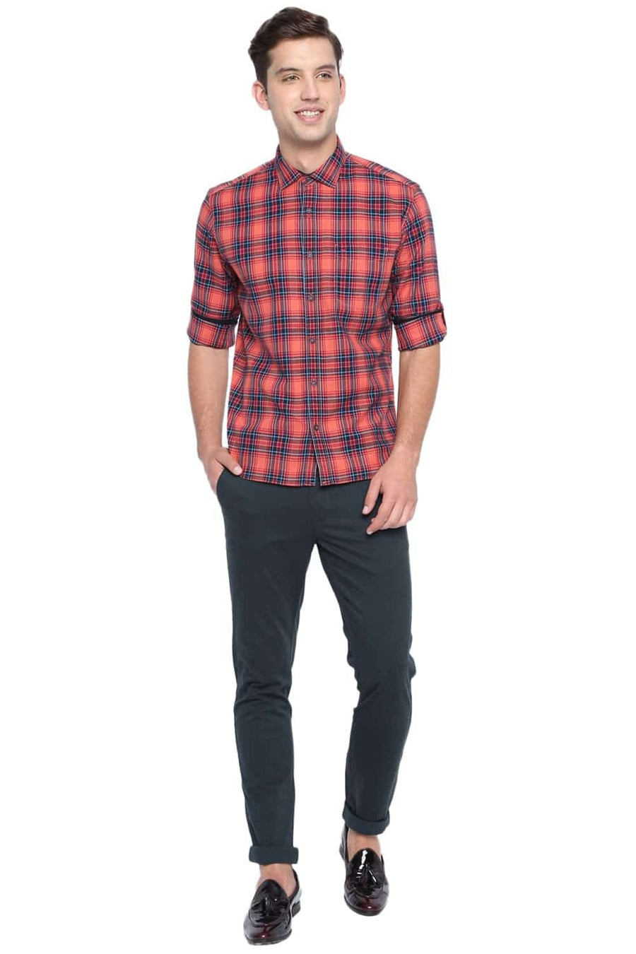 BASICS TAPERED FIT ORION BLUE STRETCH TROUSER