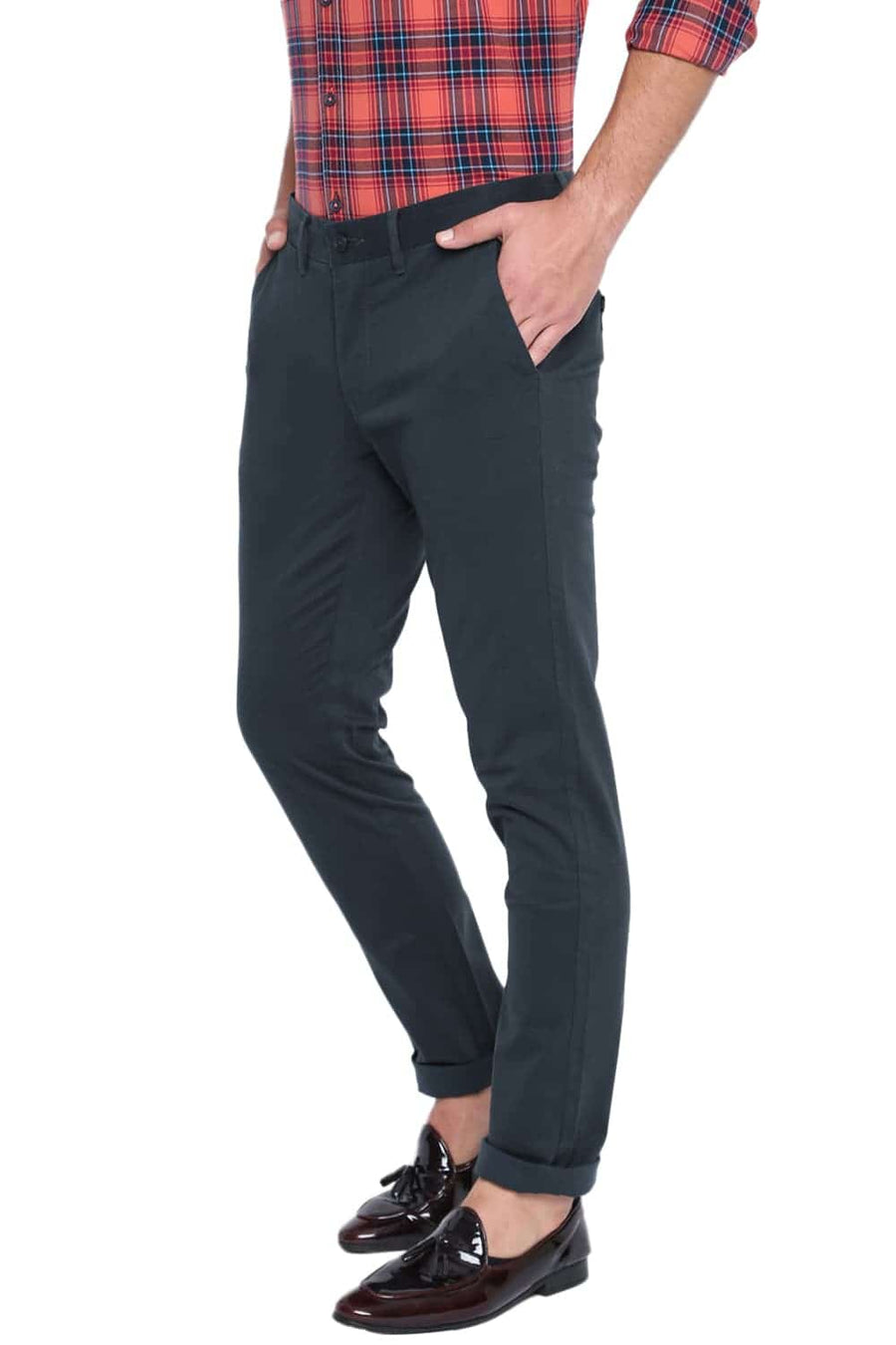 BASICS TAPERED FIT ORION BLUE STRETCH TROUSER