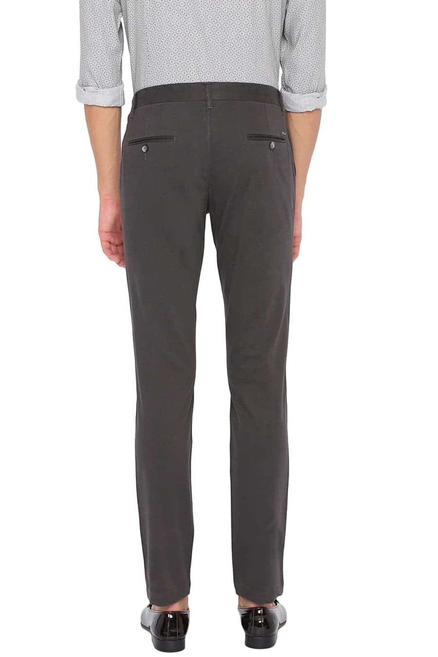 BASICS TAPERED FIT EBONY GREY STRETCH TROUSER