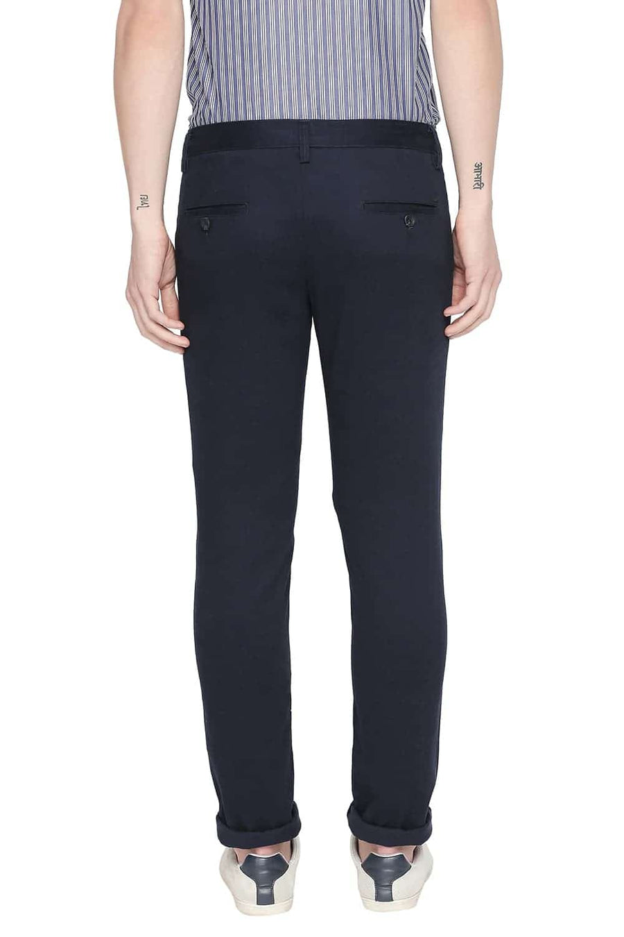 BASICS TAPERED FIT DEEP NAVY STRETCH TROUSER