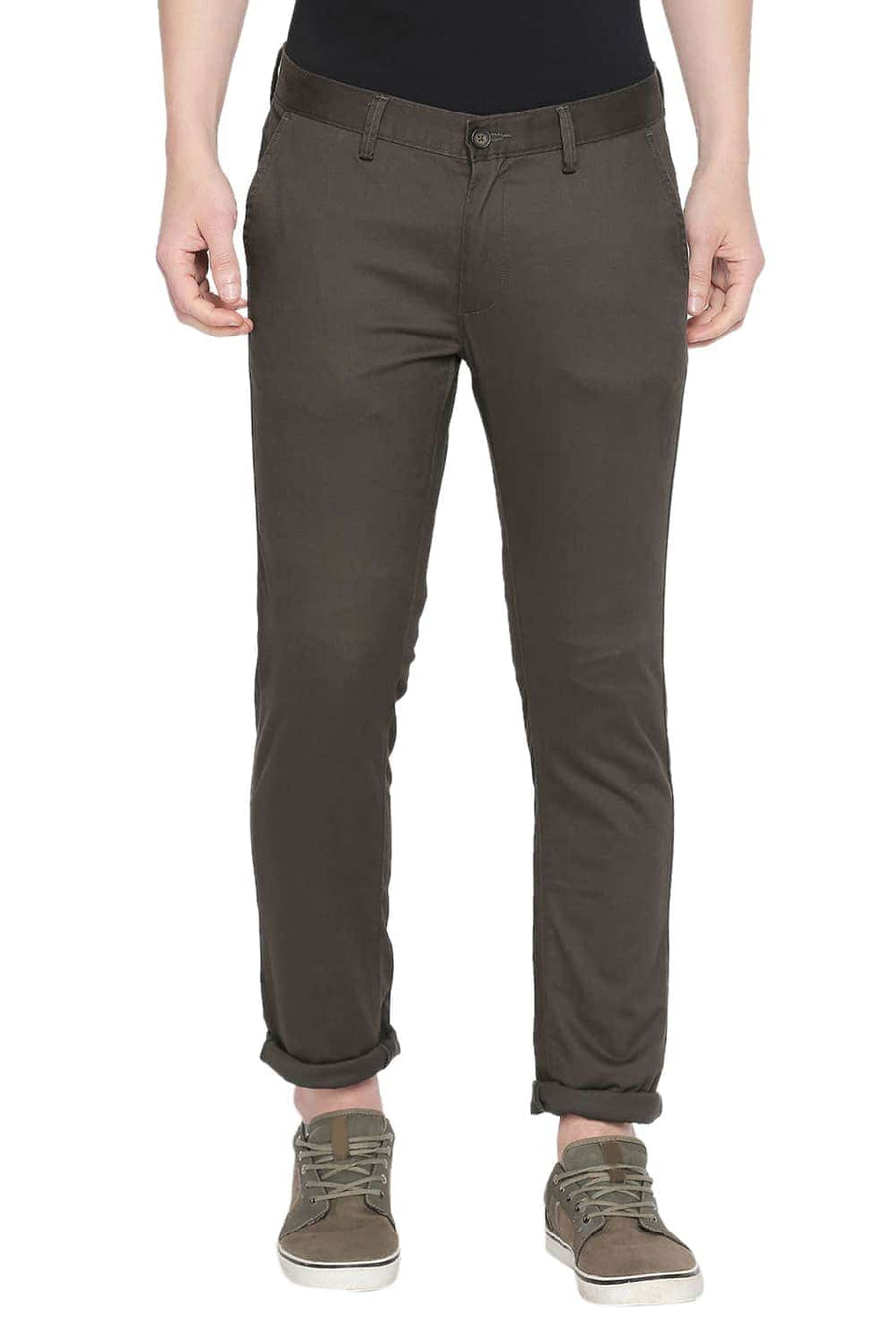 BASICS TAPERED FIT OLIVE NIGHT STRETCH TROUSER