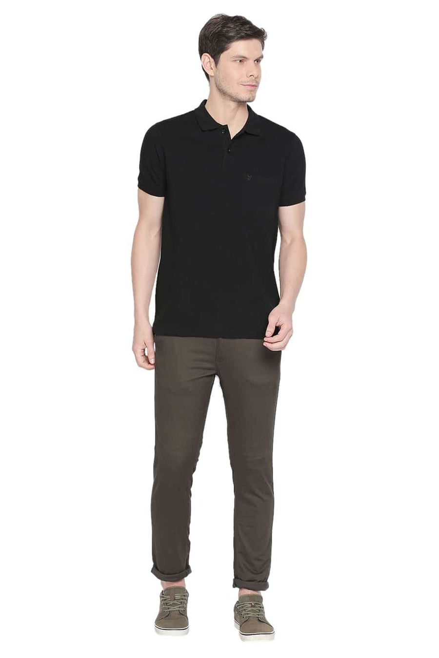 BASICS TAPERED FIT OLIVE NIGHT STRETCH TROUSER