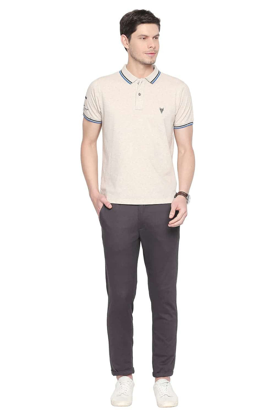 BASICS TAPERED FIT EIFFEL TOWER STRETCH TROUSER
