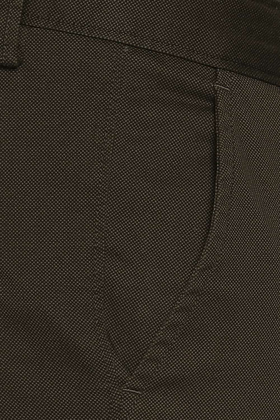 BASICS TAPERED FIT KANGAROO BROWN PRINTED STRETCH TROUSER
