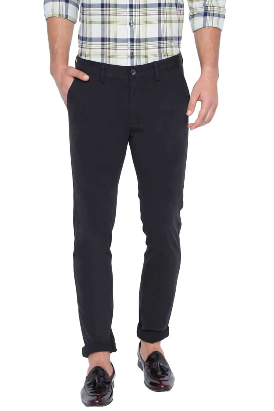 BASICS TAPERED FIT PIRATE BLACK STRETCH TROUSER