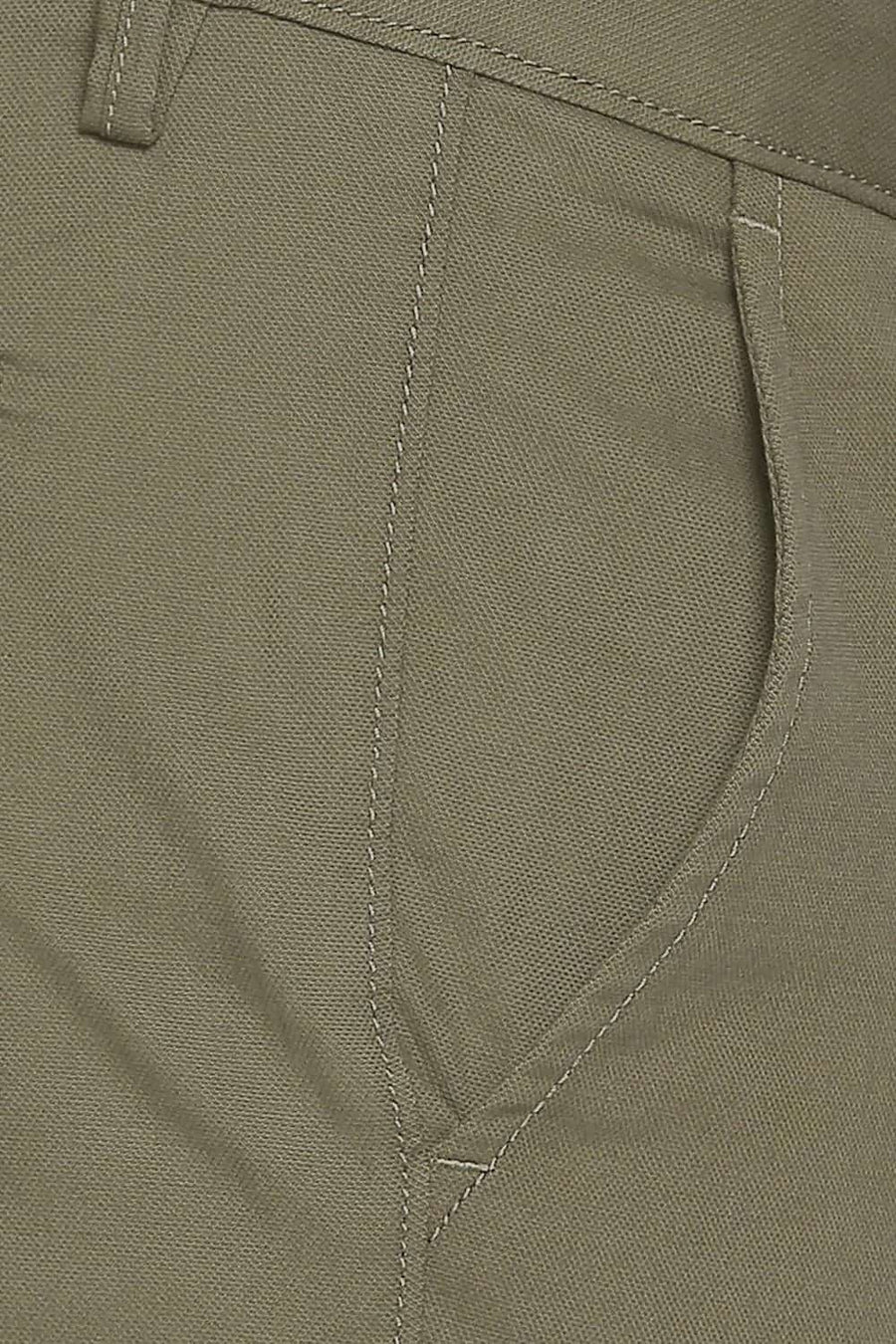 BASICS TAPERED FIT BURNT OLIVE STRETCH TROUSER