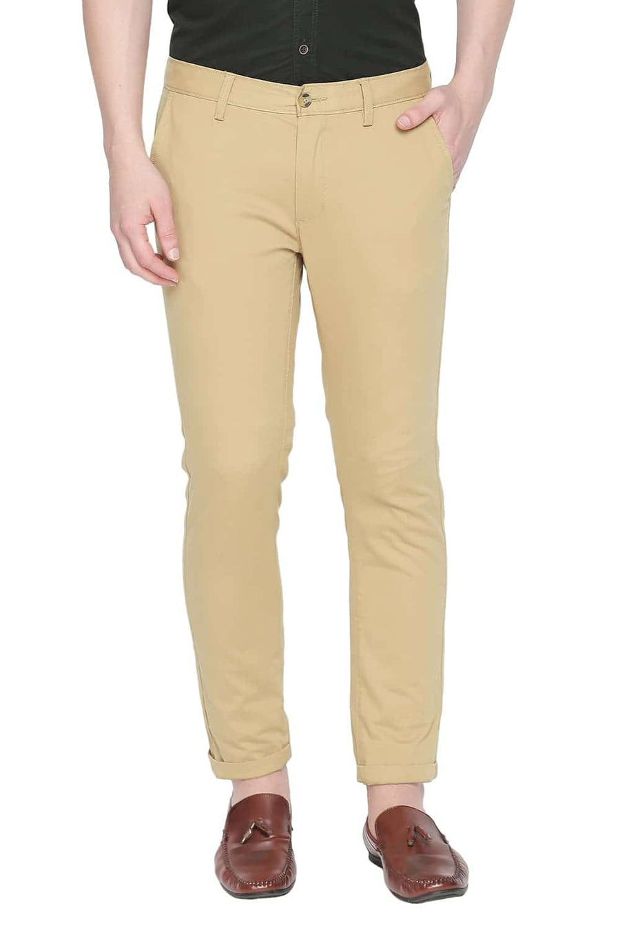 BASICS TAPERED FIT PRAIRIE SAND STRETCH TROUSER