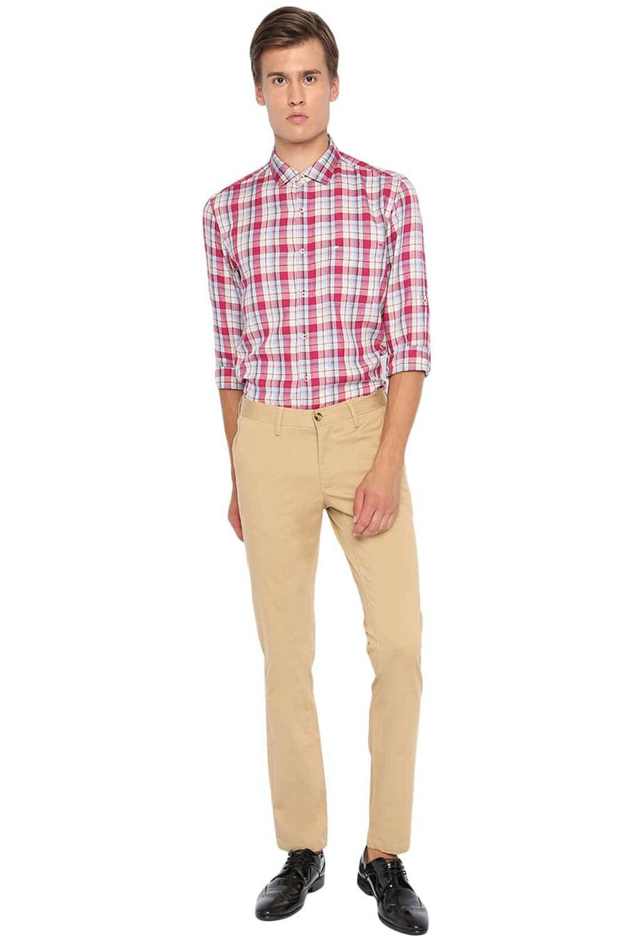 BASICS TAPERED FIT TAOS TAUPE STRETCH TROUSER