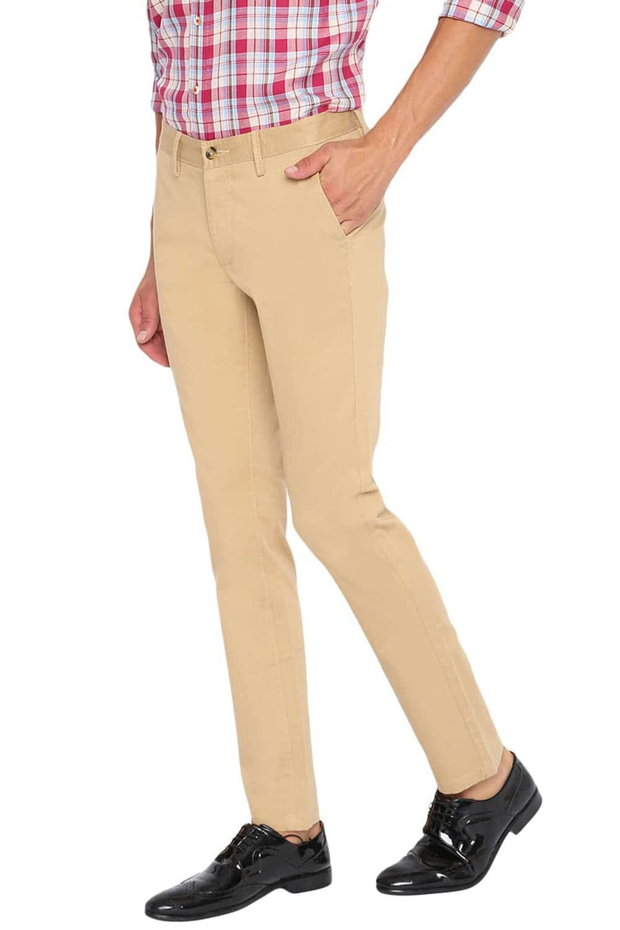 BASICS TAPERED FIT TAOS TAUPE STRETCH TROUSER
