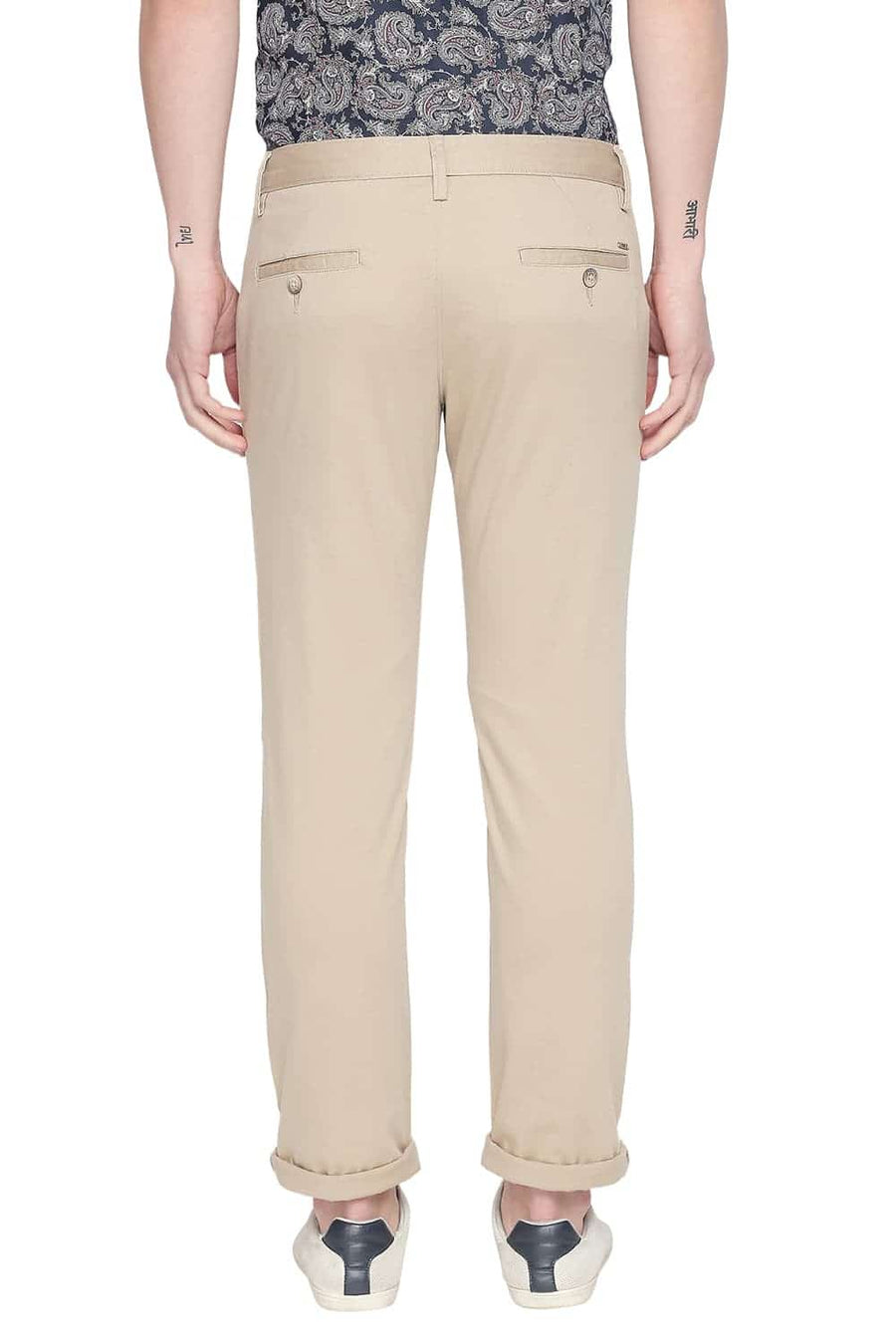 BASICS TAPERED FIT WHITE PEPPER STRETCH TROUSER