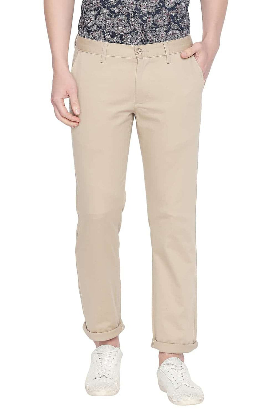 BASICS TAPERED FIT WHITE PEPPER STRETCH TROUSER