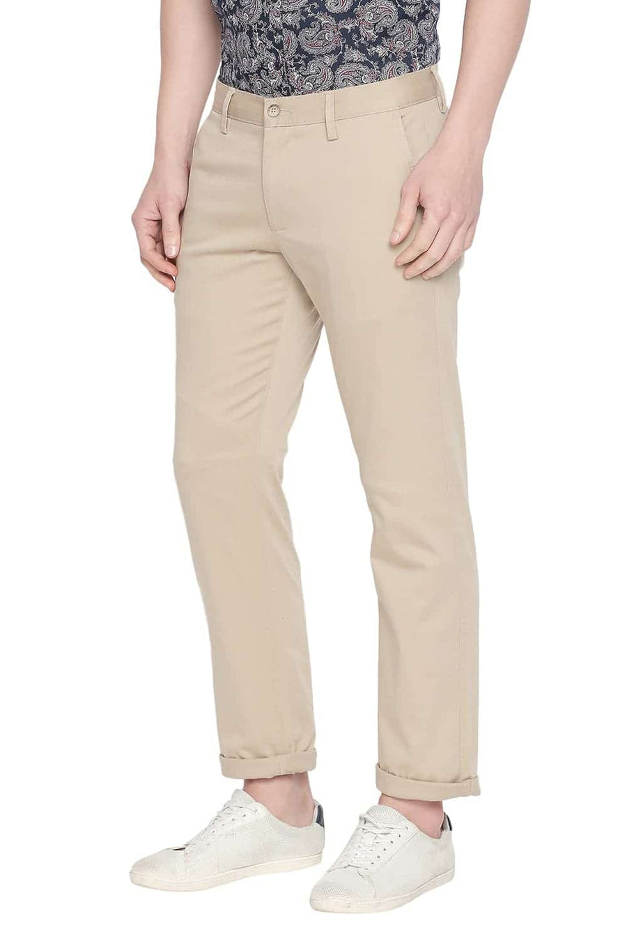 BASICS TAPERED FIT WHITE PEPPER STRETCH TROUSER