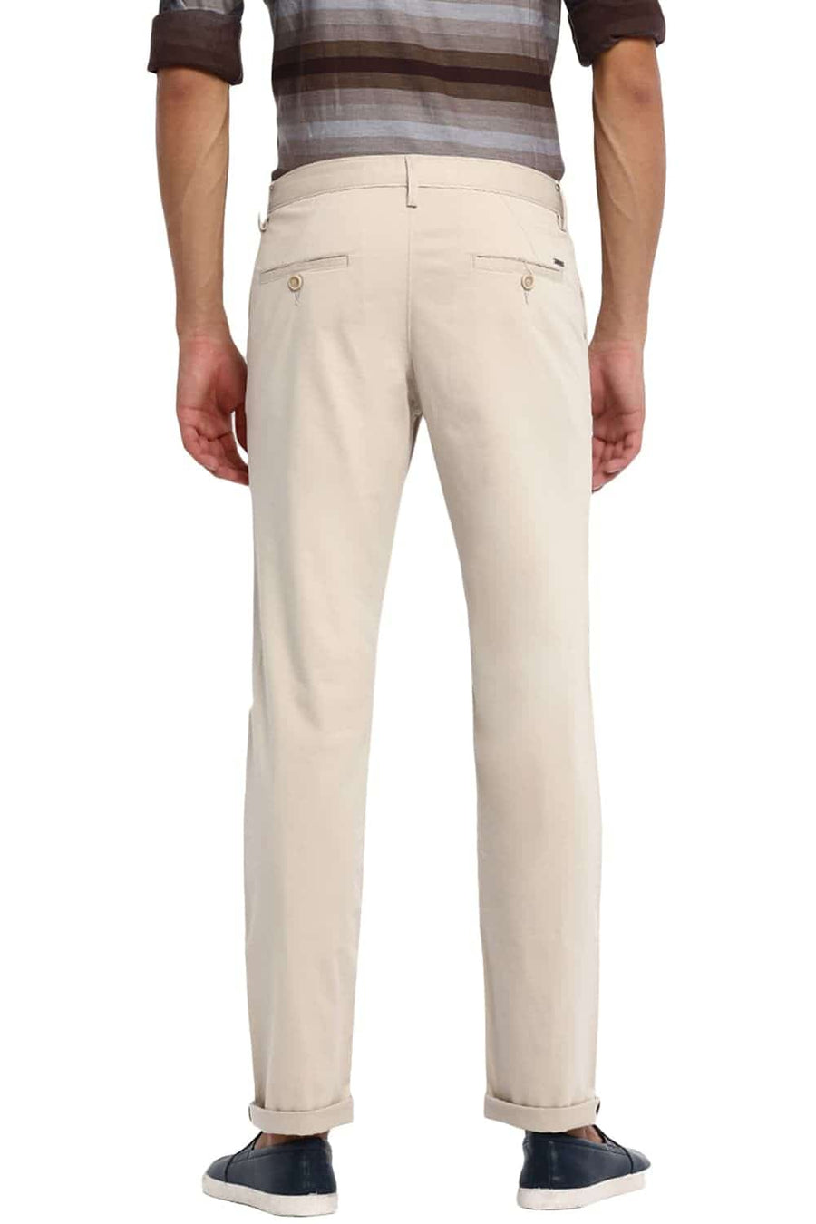 BASICS TAPERED FIT OATMEAL STRETCH TROUSER