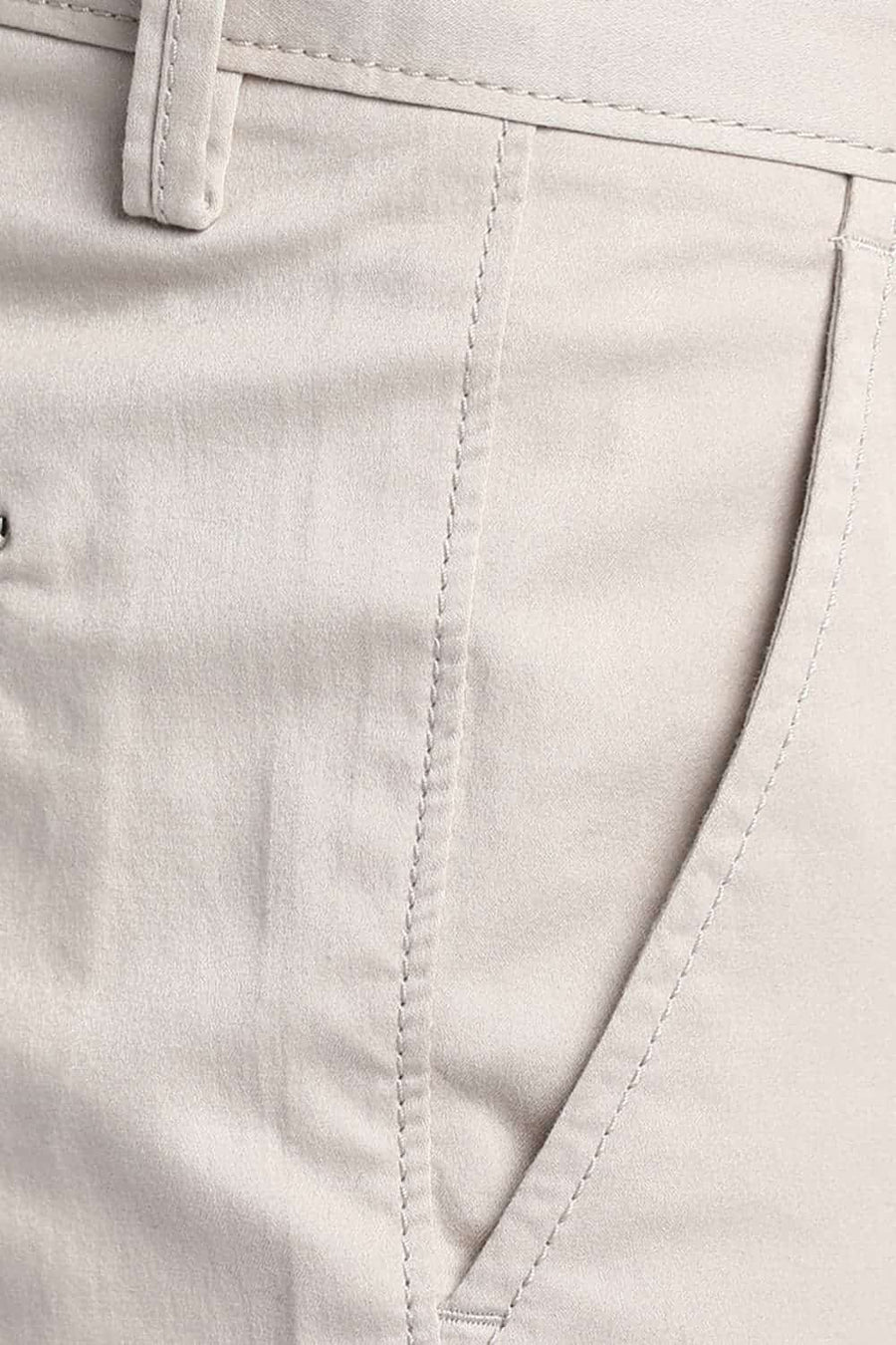 BASICS TAPERED FIT OATMEAL STRETCH TROUSER