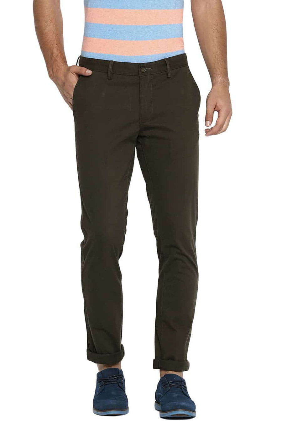 BASICS TAPERED FIT FOREST NIGHT STRETCH TROUSER