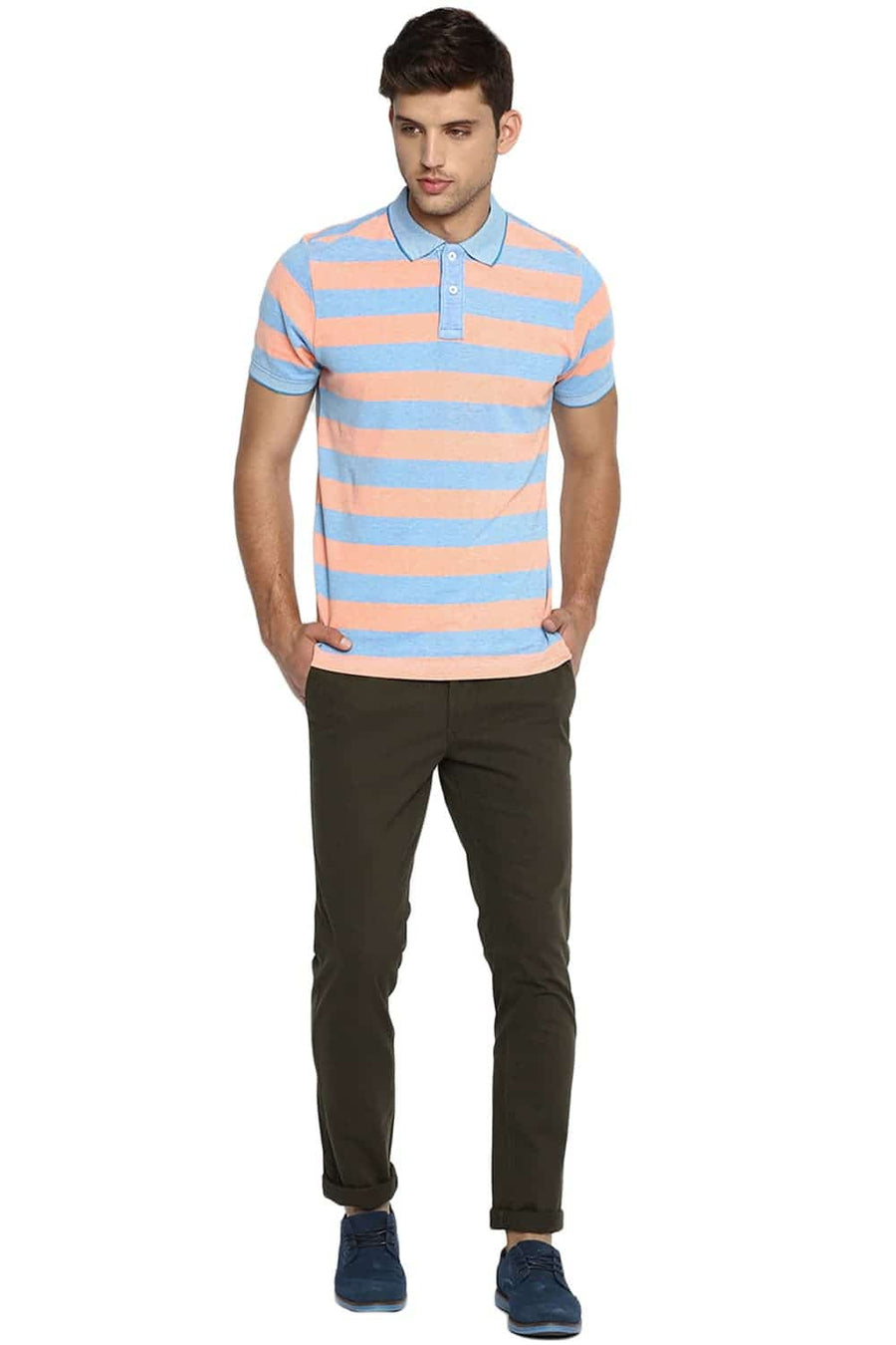 BASICS TAPERED FIT FOREST NIGHT STRETCH TROUSER