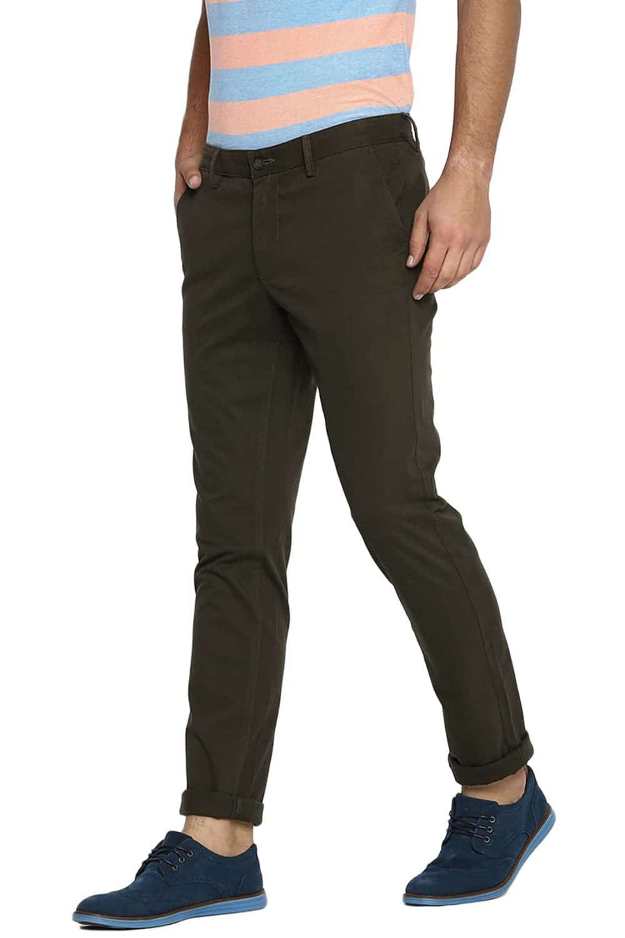 BASICS TAPERED FIT FOREST NIGHT STRETCH TROUSER