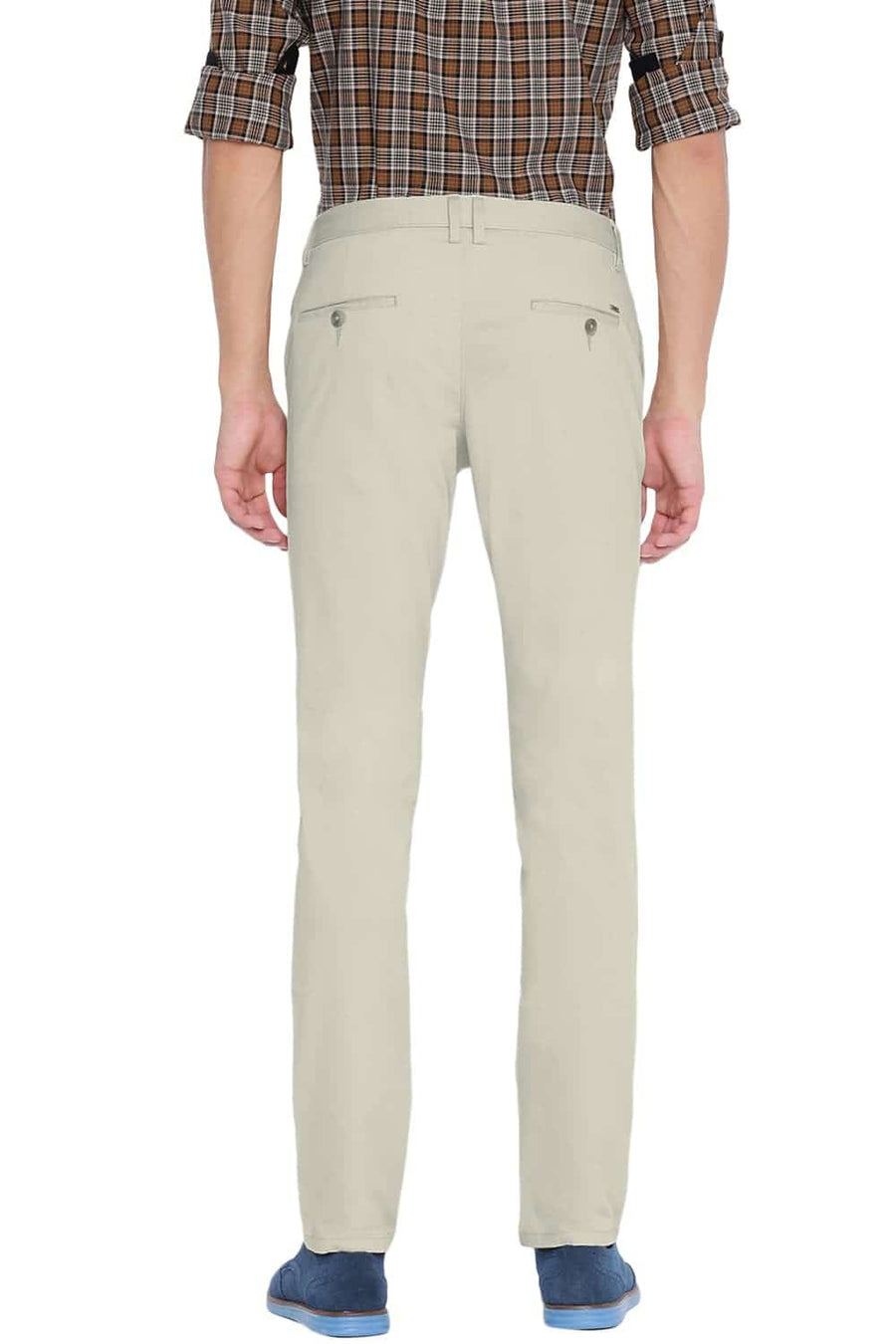 BASICS TAPERED FIT SILVER GREEN STRETCH TROUSER