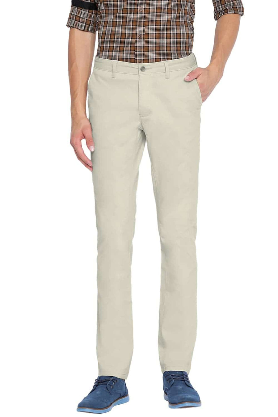 BASICS TAPERED FIT SILVER GREEN STRETCH TROUSER
