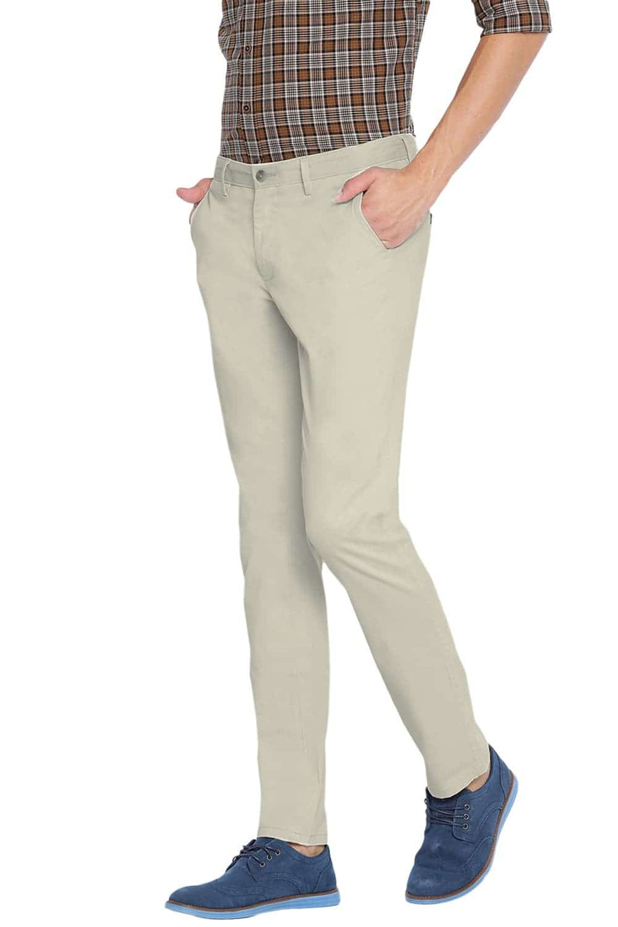 BASICS TAPERED FIT SILVER GREEN STRETCH TROUSER