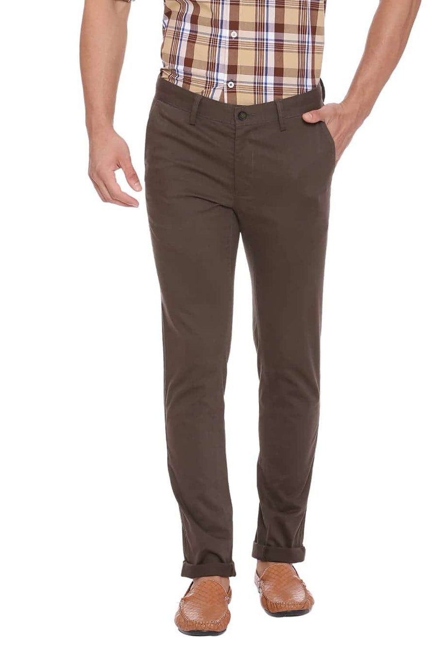BASICS TAPERED FIT FOREST NIGHT STRETCH TROUSER