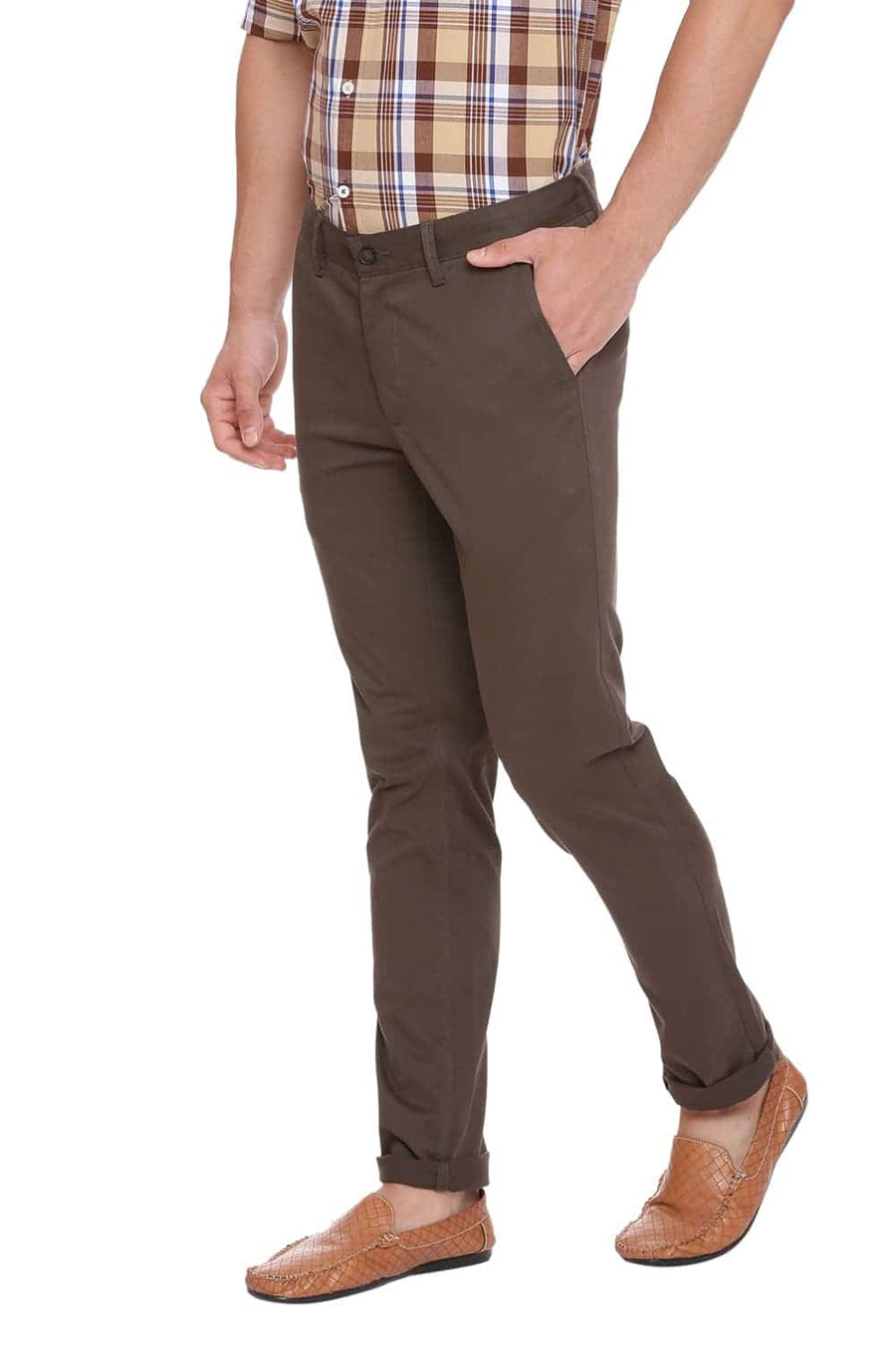 BASICS TAPERED FIT FOREST NIGHT STRETCH TROUSER
