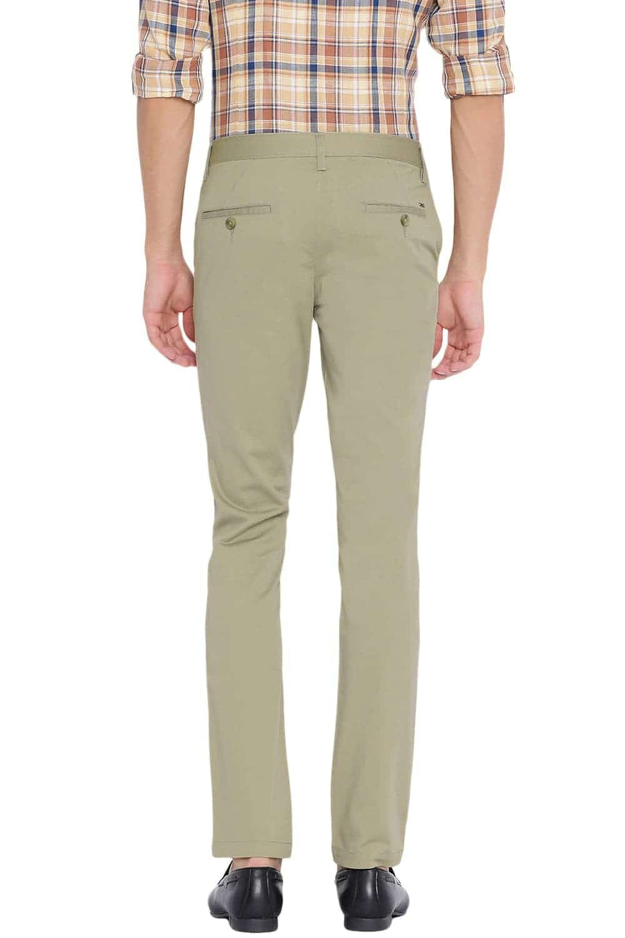 BASICS TAPERED FIT PALE KHAKI STRETCH TROUSER