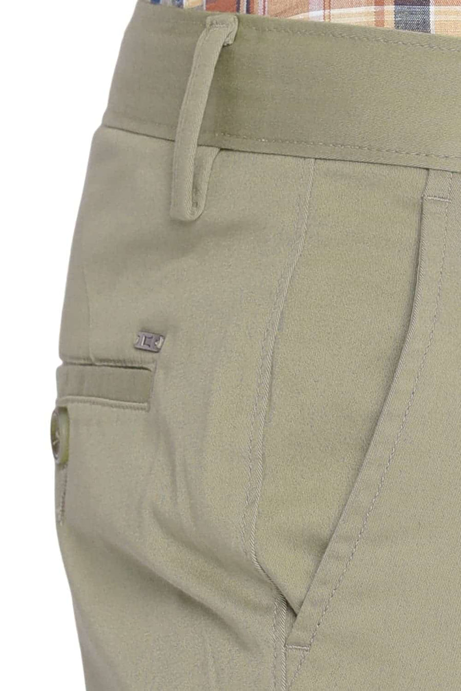 BASICS TAPERED FIT PALE KHAKI STRETCH TROUSER