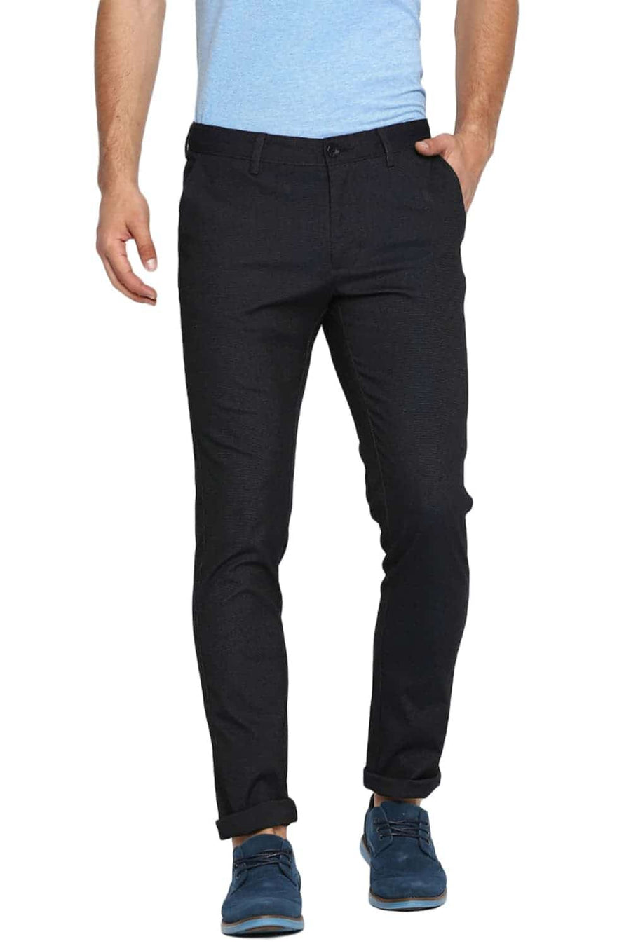 BASICS TAPERED FIT BLUE GRAPHITE STRETCH TROUSER