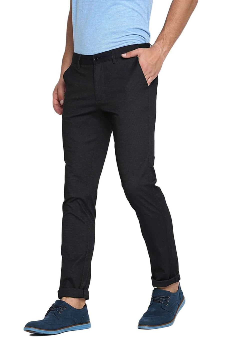 BASICS TAPERED FIT BLUE GRAPHITE STRETCH TROUSER
