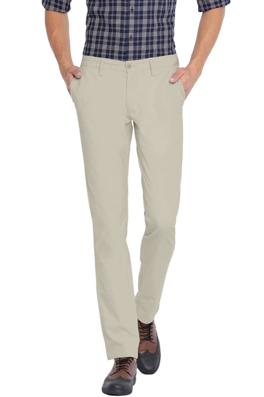 BASICS TAPERED FIT SILVER GREEN STRETCH TROUSER