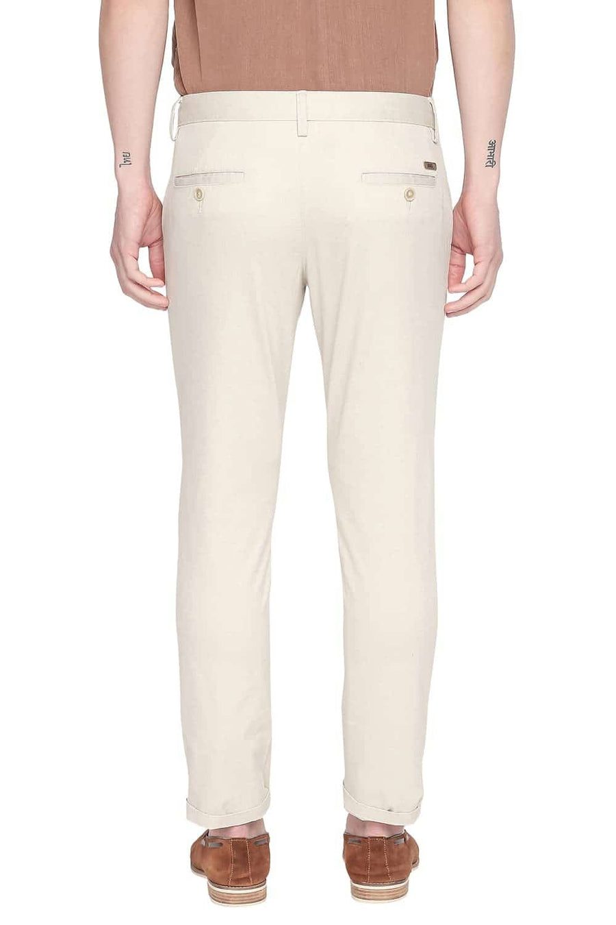 BASICS TAPERED FIT OYSTER GREY STRETCH TROUSER