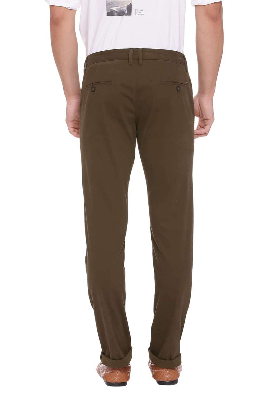 BASICS TAPERED FIT DEEP LICHEN STRETCH TROUSER