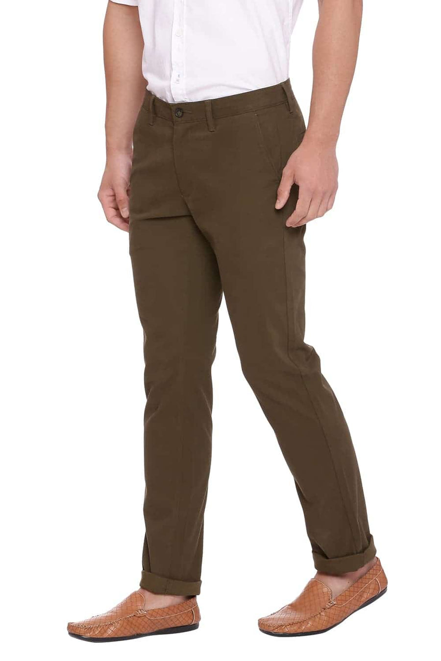 BASICS TAPERED FIT DEEP LICHEN STRETCH TROUSER
