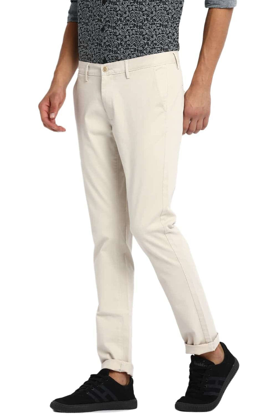 BASICS TAPERED FIT SEA PEARL STRETCH TROUSER