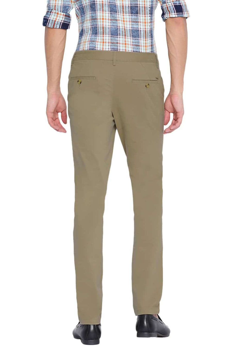 BASICS TAPERED FIT KELP KHAKI STRETCH TROUSER