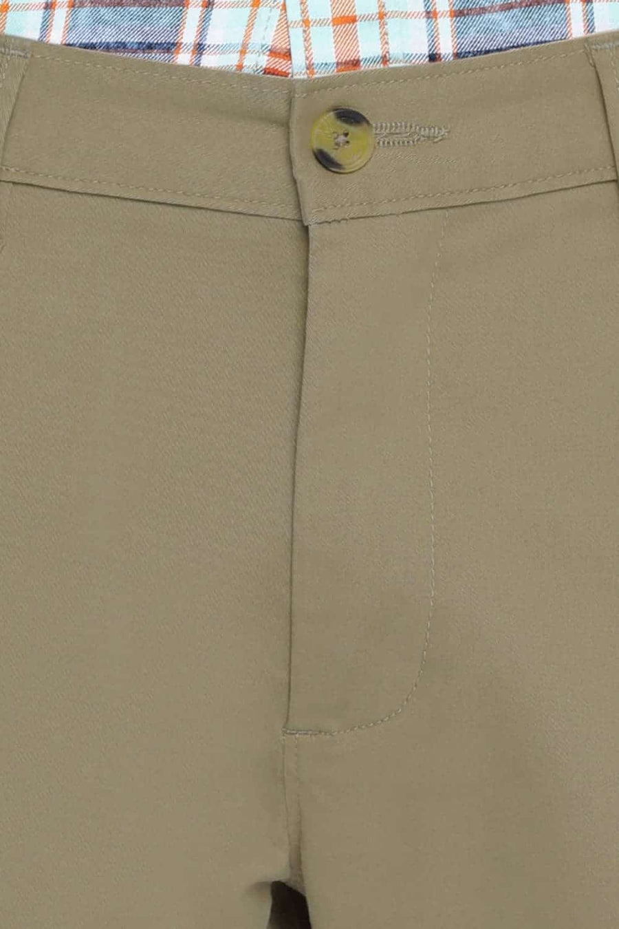 BASICS TAPERED FIT KELP KHAKI STRETCH TROUSER