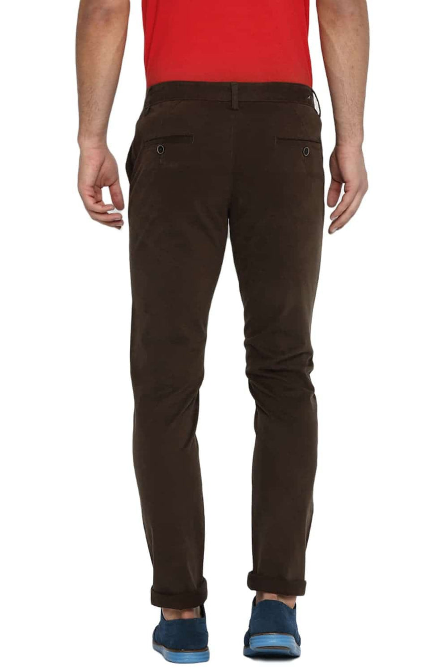 BASICS TAPERED FIT WREN BROWN STRETCH TROUSER