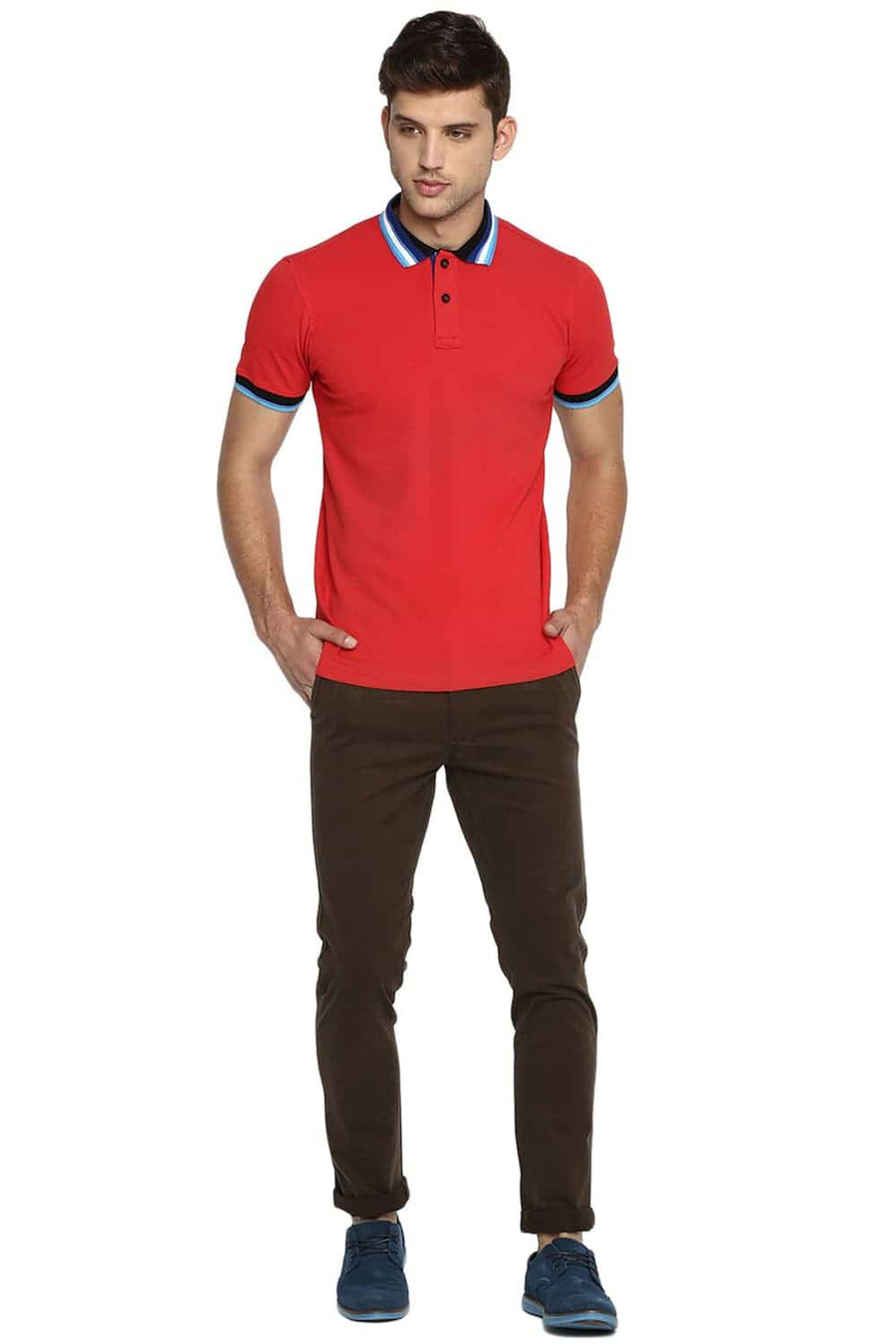 BASICS TAPERED FIT WREN BROWN STRETCH TROUSER