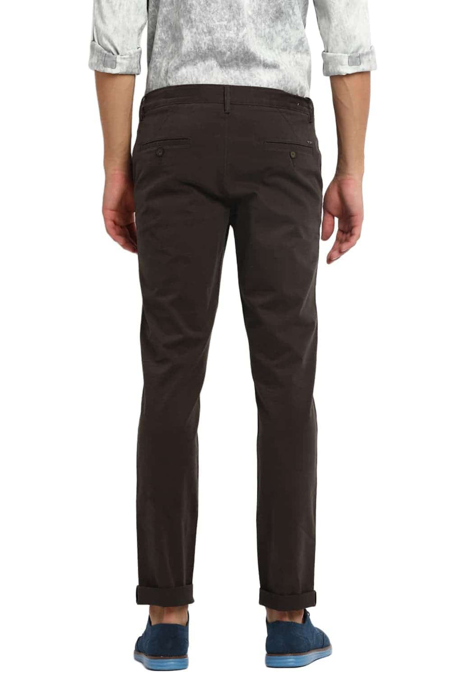 BASICS TAPERED FIT BLACK OLIVE STRETCH TROUSER