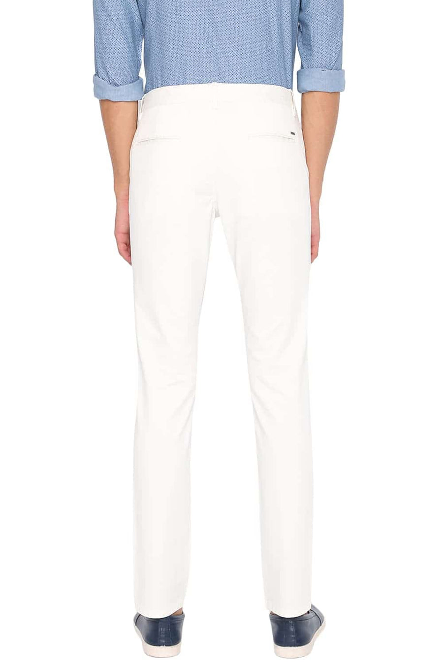 BASICS TAPERED FIT BRIGHT WHITE STRETCH TROUSER