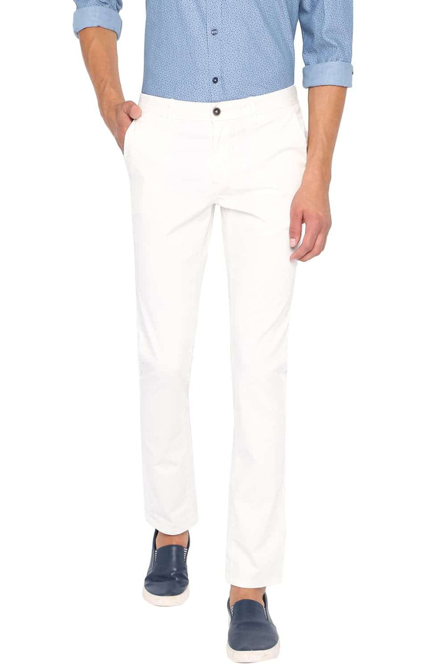 BASICS TAPERED FIT BRIGHT WHITE STRETCH TROUSER